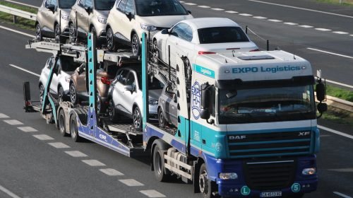 Logistics: Truck transporting cars