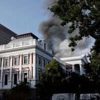 A major fire has engulfed the South African parliament building in Cape Town